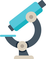 Poster - blue microscope is focusing on a sample on a white background