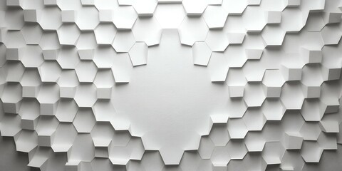 Poster - White geometric pattern with an open center.