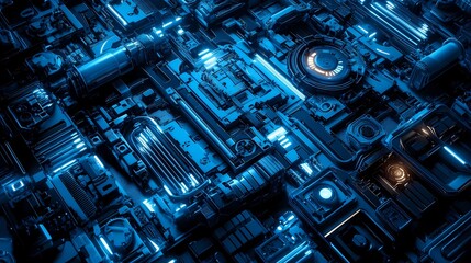 Digital technology blue mechanical structure illustration poster background
