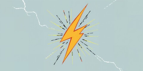 Poster - A yellow lightning bolt on a light blue background.