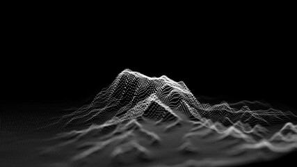 Poster - abstract digital mountain made of dots looping animation