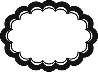 Poster - simple black scalloped oval frame providing an elegant blank space ideal for adding custom text or d