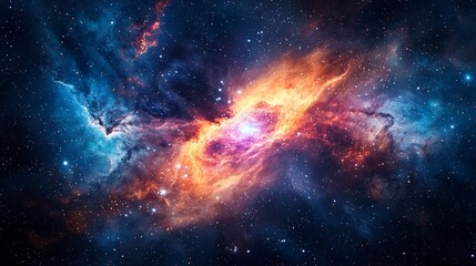 Wall Mural - Cosmic Nebula Swirling in Space Glowing with Bright Colors as New Stars are Born Symbolizing the Birth of New Ideas and Opportunities