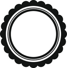 Poster - simple black and white empty circular label with scalloped edge, creating a vintage or retro design