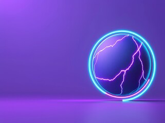 Poster - Abstract ball lighting with burning flash or powerful electric discharges isolated at night background. Magical energy design. Ball lightning or plasma sphere with rays, realistic modern