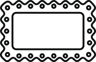 Poster - simple line drawing of a blank rectangular postage stamp featuring a wavy border and circular perfor