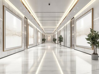 luxurious office corridor with marble decor