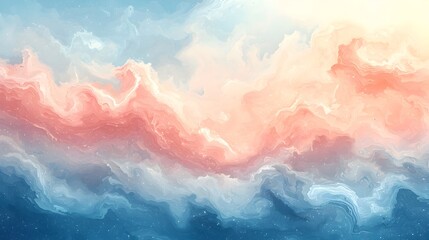 Poster - soft serene pastel gradient background with a subtle noise texture blending peach and pale blue hues