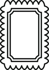 Poster - simple black outline of a blank rectangular postage stamp featuring a decorative wavy border, ideal 