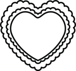 Sticker - Elegant heart shaped frame featuring a double wavy border adds a touch of romance and vintage charm