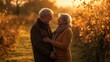 © Thavesak - Embracing Love: Mature Couple Enjoys Warm Touch in Golden Countryside Light