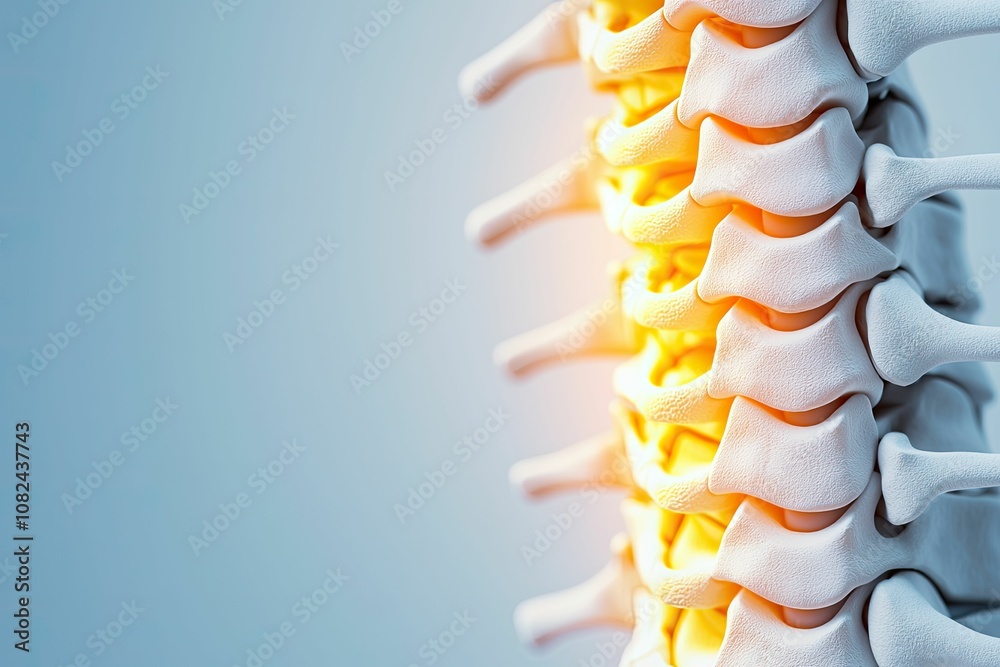 anatomy skeletal concept, A detailed view of a human spine showcasing ...