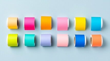 Poster - The set of paper notes is isolated on a white background. The notes are attached to a board or wall using colored sticky tape, with a reminder message, to-do list, schedule, and reminder message