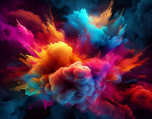 Poster - A colorful abstract explosion of vibrant hues against a dark background.