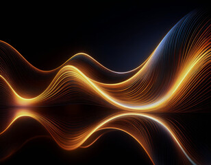 Poster - Abstract waves of glowing light in a dark background.