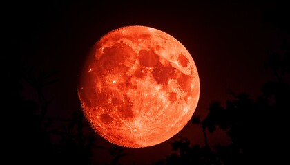 Canvas Print - super bloody moon red orange glow