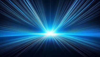 blue light shine beam explosion from one point expanse bright horizontal