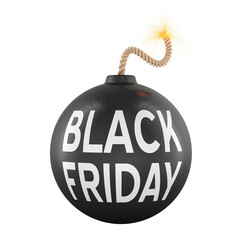 Poster - black friday, concept. bomb with black friday inscription. 3d rendering isolated on transparent back