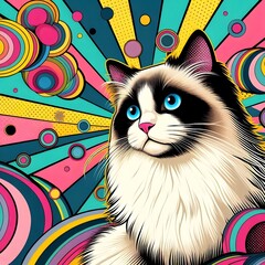 Sticker - 랙돌, 팝아트 (Ragdoll Cat, pop art)