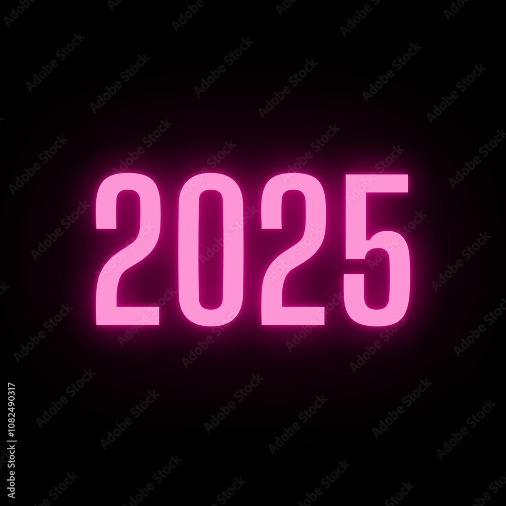 2025, DOIS MIL E VINTE E CINCO, COR ROSA BRILHANTE, FUNDO PRETO, ANO ...