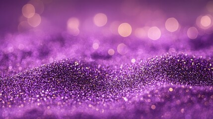 Wall Mural - new year abstract background featuring purple glossy sand with brassy glitters, selective focus, and