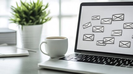 Poster - Laptop Screen Displaying Hand-Drawn Email Icons