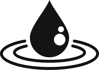 Poster - black water drop creating ripples symbolizing purity, freshness, and nature's delicate balance
