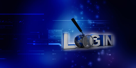 Fototapete - 3d login illustration with globe