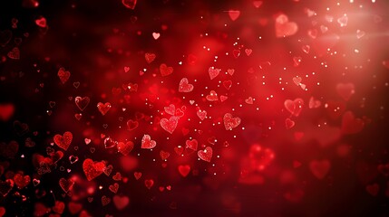 Wall Mural - A vibrant background filled with shimmering red hearts, perfect for romantic themes and celebrations.