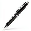 © Borasca - Elegant black ballpoint pen with silver accents on white background