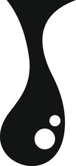 Poster - black and white drawing of a drop falling down with bubbles inside, simple icon vector illustration