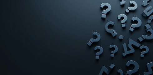 Aufkleber - A dark blue surface is covered with scattered, black question marks