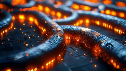 Poster - Close-up of glowing binary code waves, evoking themes of data flow, big data, and digital technology