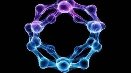 Poster - Futuristic 3D Hologram of Connected Nodes in a Circular Formation Showcasing Advanced Technology and Network Concepts in Vibrant Colors