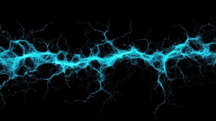 Poster - Holographic Circuit Pathways Flowing Across Dark Canvas with Vibrant Electric Blue Tendrils Creating a Futuristic Visual Experience of Energy and Connectivity