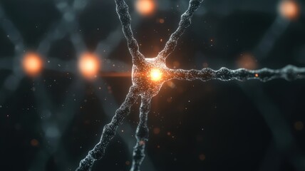Poster - Abstract Visualization of Neural Network with Glowing Lines and Soft Gradients Illustrating Modern Technology and Data Processing Concepts