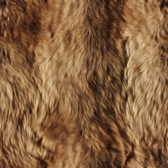 a close up of a furry animal's coat with a brownish color. the fur is thick and has a lot of texture