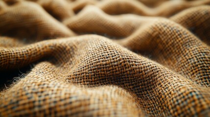 Aufkleber - The fabric lies softly with gentle folds, revealing its intricate texture and warm tones, illuminated by natural light from nearby windows.