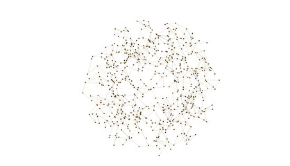 Poster - abstract lines with dots over dark background.