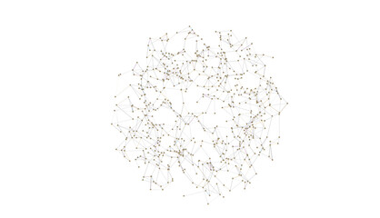 Poster - abstract lines with dots over dark background.