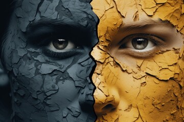 Poster - Dual perspectives  the human eye reflects harmony and chaos through a triadic color palette
