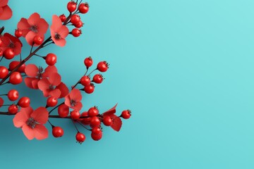 Poster - Minimalist abstract nature  simple leaf or flower design in two harmonious colors with text space