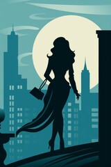 Poster - Minimalistic fashion silhouette of a person in a stylish pose with space for text