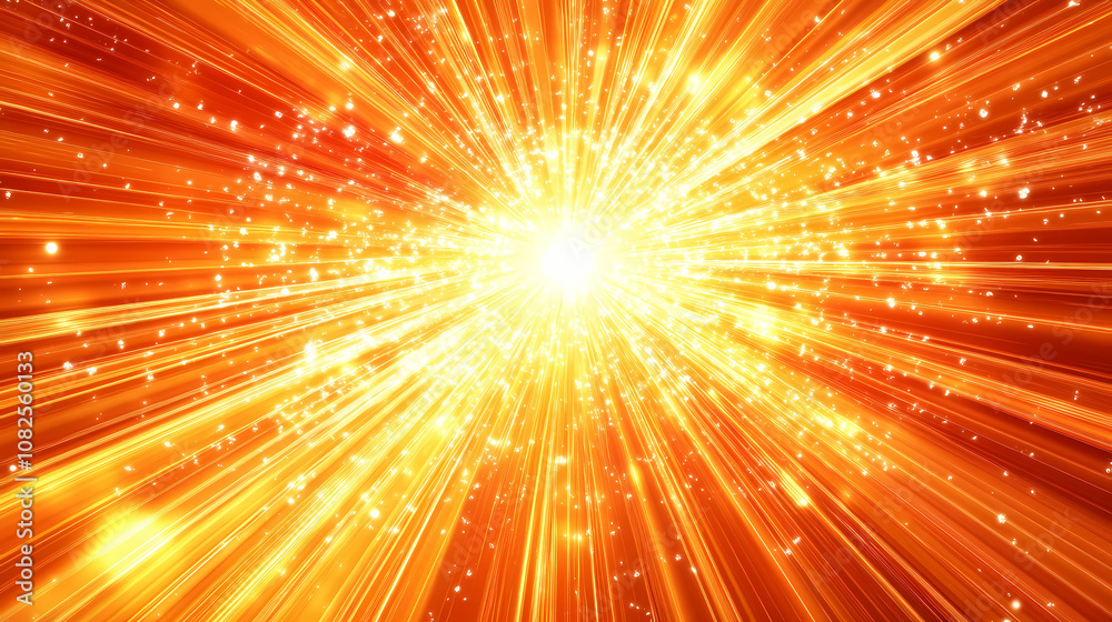Bright, glowing orange and yellow starburst effect with radiant energy ...