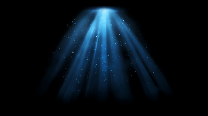 Wall Mural - Dark blue beam of light shining from top to bottom on a dark background, dark, blue, beam, light, shining, top. Radiant. Illustration