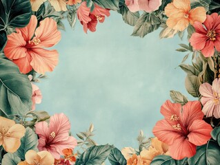 Canvas Print - Floral Frame with Leaves