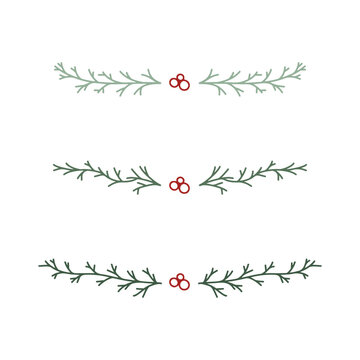 Christmas set of branches. Vector illustration