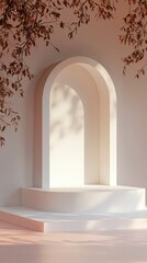 Wall Mural - White archway with leaves