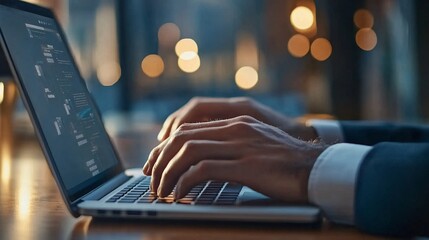 Aufkleber - Businessman working late at night on laptop in office