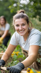 Wall Mural - Volunteers build bee hotels to promote pollinator conservation efforts